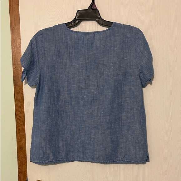 Talbots Embroidered Blue Women's Top Petite Large - Picture 3 of 8